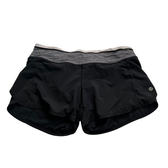 Lululemon Speed Up shorts black gray size 6 lined 4" inseam low rise running - Picture 1 of 5
